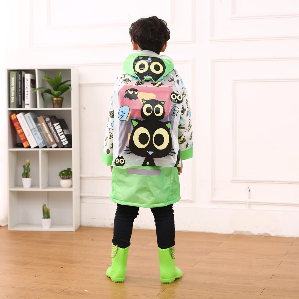 Оптовая продажа, детский дождевик из ПВХ с милыми мультяшными животными, с сумкой-рюкзаком