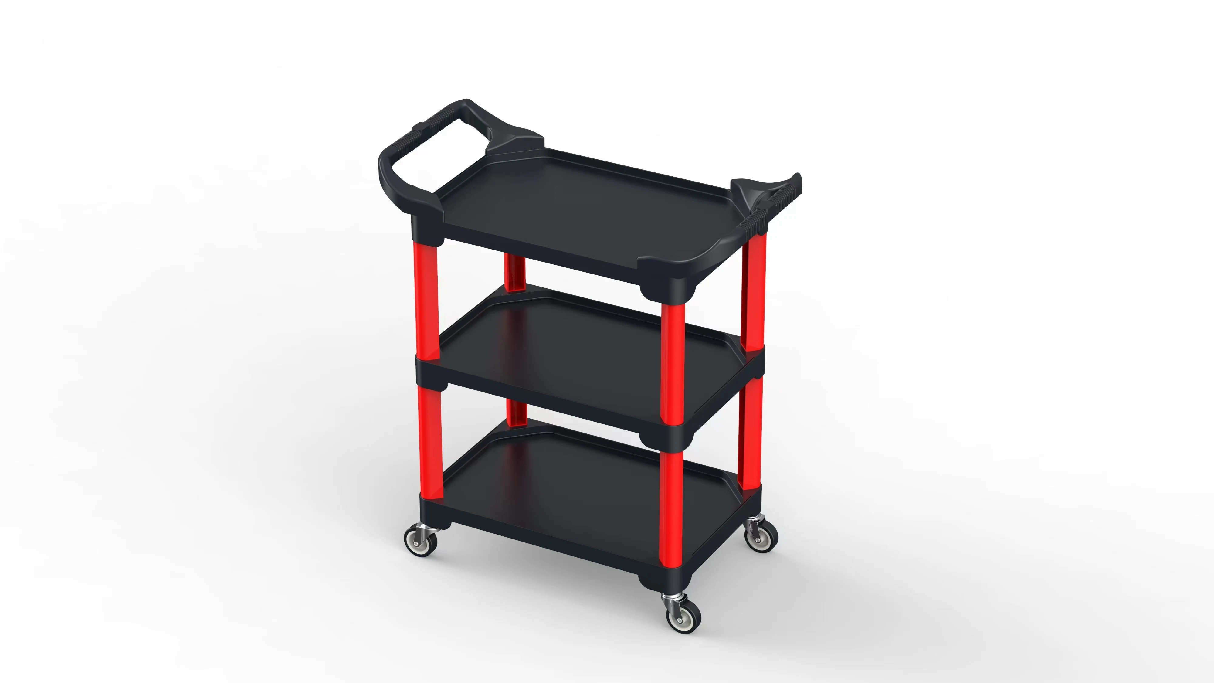 Easy To Operate Rolling Shop Tray Tool Cart 300lbs Load-bearing 3 Shelf Auto Repair Tool Cart