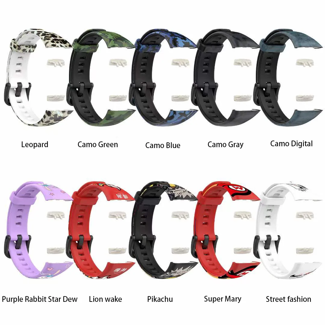 BROXTY Silicone Smart Watch Band Printed Sport Fashion Rubber Wristband Honor Band 6 Strap
