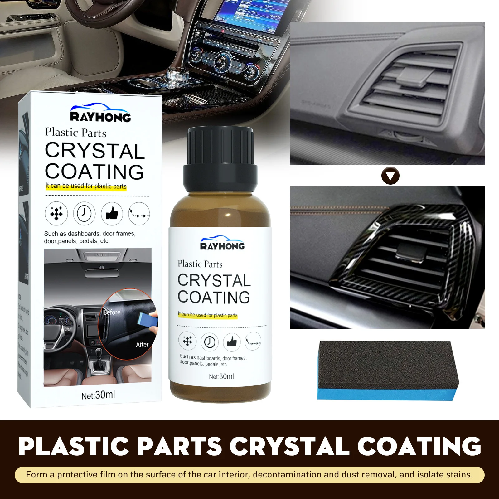 Rayhong OEM&ODM Cristal Coating Plastic Usful Automobile Plastic Coating Soft Crystal Coating Liquid