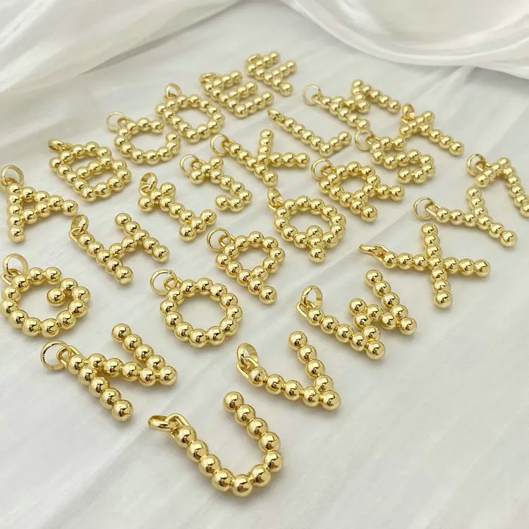 Alphabet Letter Design Elegant Round Beaded Luxury Fashion Pendant Necklace Jewelry