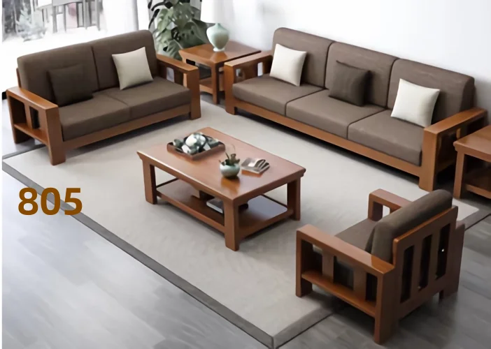 Nordic Simple and Modern Design Living Room Furniture Set Solid Wood Sofa 1+2+3 Seater Sofas for Families Sofa with Ottoman