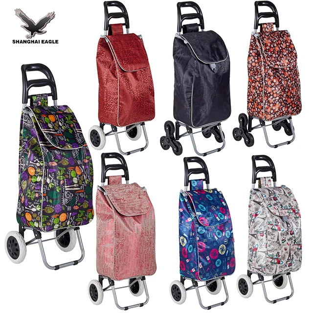Supermarket Lightweight Portable Travel Folding Cart Luggage High Quality Market Shopping Foldable Trolley