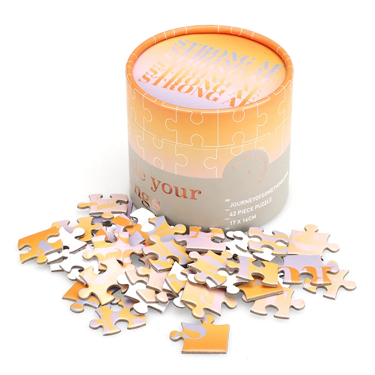 Custom 42 pieces Kids Jigsaw Puzzles Game Educational Toy 2023 Circular lid box puzzle Puzzle For Kids