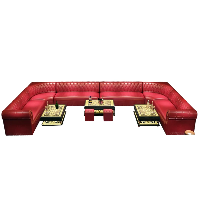high density foam Tufted Leather Customized Luxury strip night club sofa lounge nail bar furniture