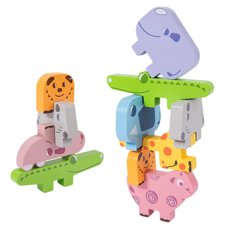 Animal Stacking Block Game Wooden Block For Kids 2-5 Years Old Animal Stacking Block Game Christmas Birthday Gift For Boys Kids