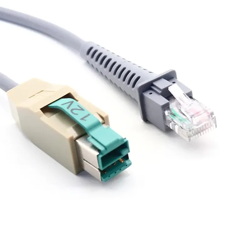 Shenzhen Manoson Wholesale 1m Grey RJ50 10P10C PVC to Powered USB 12V Scanner cable for DATALOGIC Gryphon Scanner