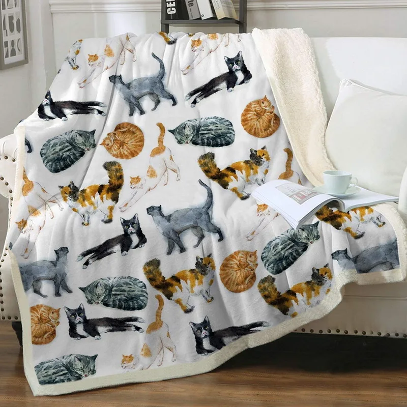 Wholesale Custom 3D Digital Sublimation Photo Print Animal Designs Cartoon Pattern Polar Sherpa Fleece Throw Blanket For Winter