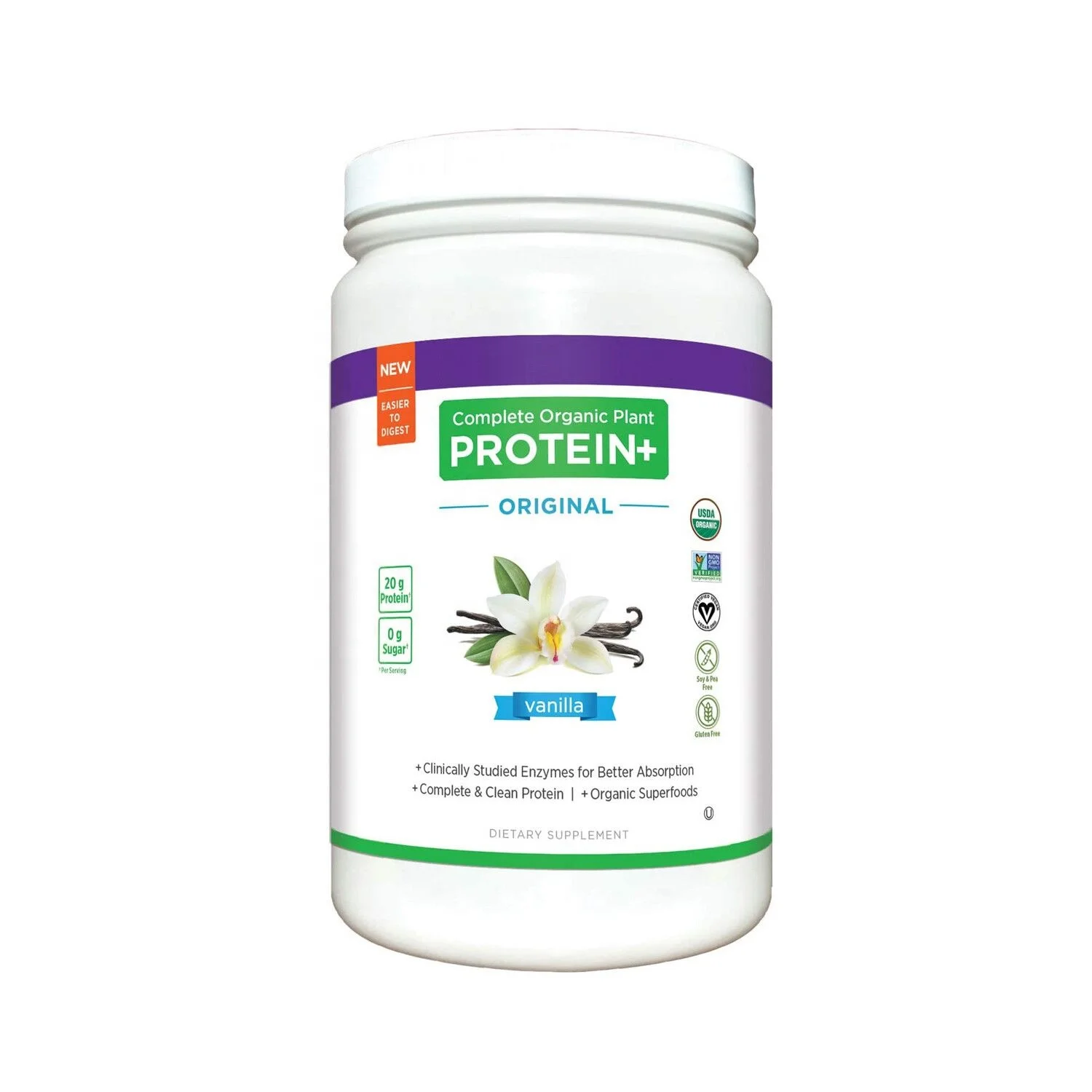 Original Plant- Based Protein Vanilla Powder With Enzymes Supports Better Digestive Absorption & Keep Healthy Dietary