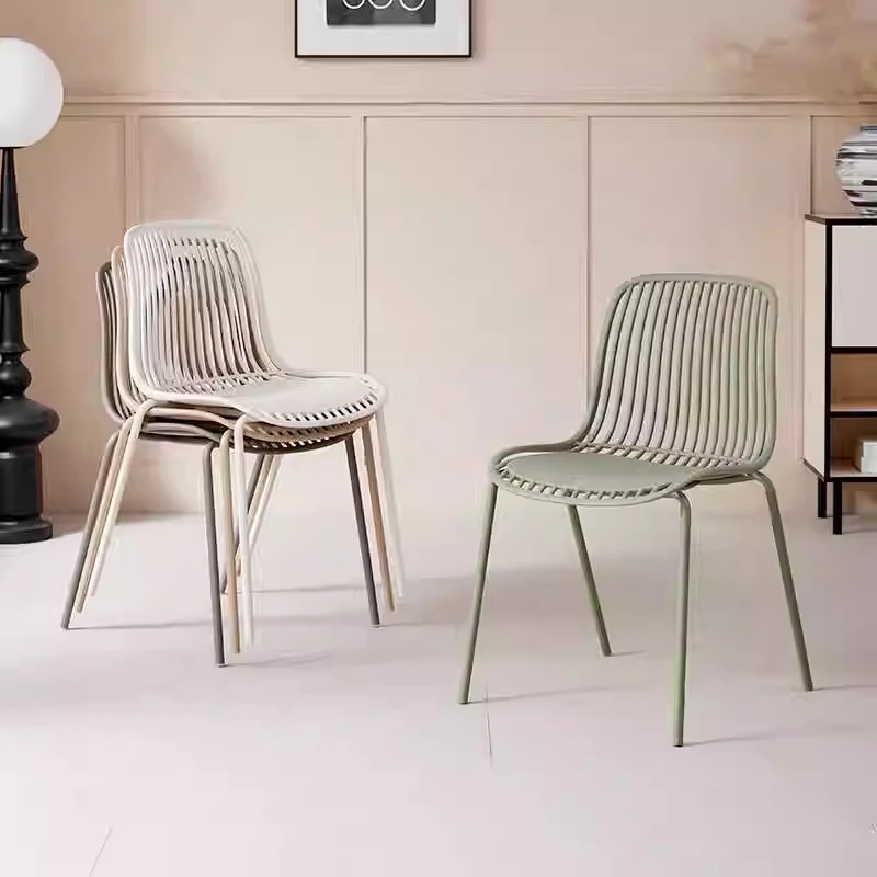 Nordic Modern Style Multifunctional Dining Chairs Leisure Negotiation Chair with Hollowed-Out Backrest Home Commercial Use