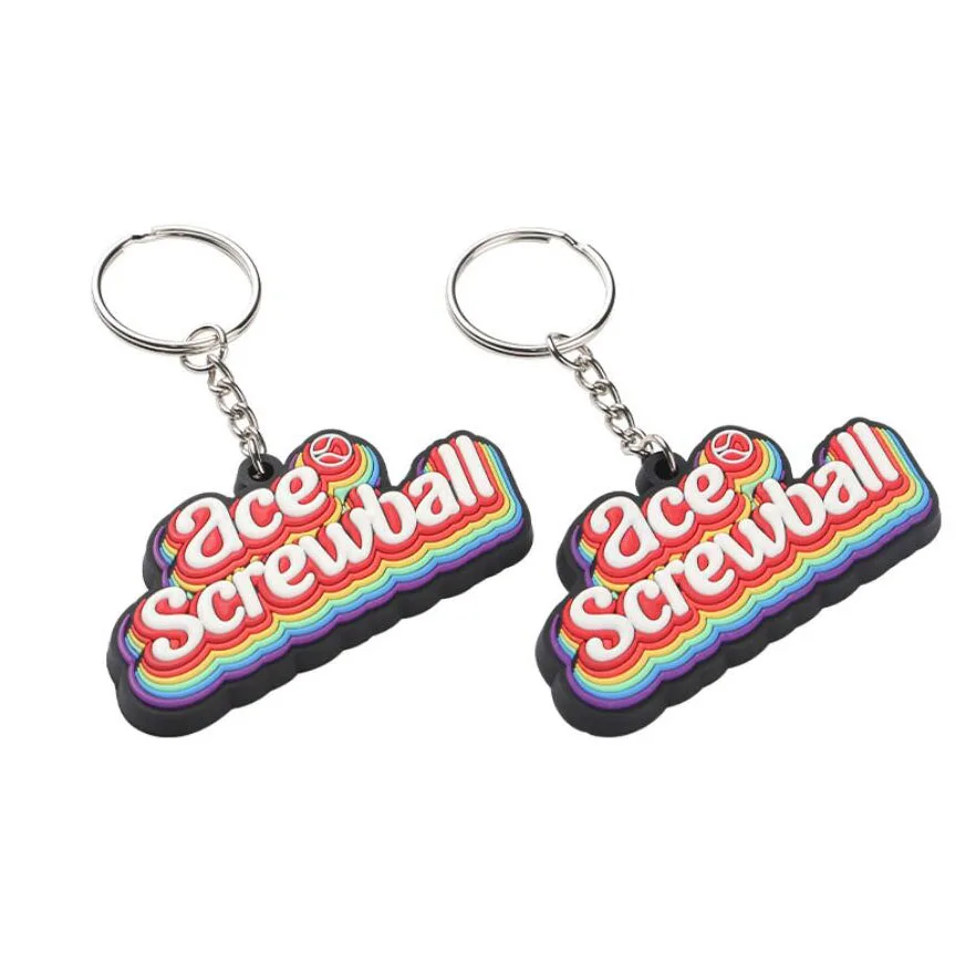 2023 OEM customized soft PVC custom rubber 3D plastic keychains 2D Plastic key chain custom logo