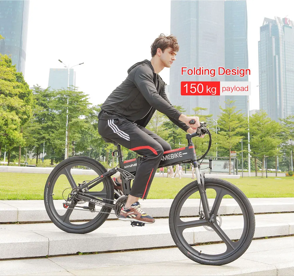 Guangzhou SAMEBIKE LO26 26 дюймов Складная подвеска рама Съемная батарея горный велосипед