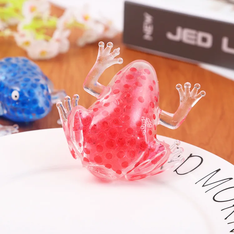 Crystal Frog Sensory Stress Balls Anti Fidget TPR Stress Ball Water Beads Amphibians Soft Squeeze Release Stress Toys OEM ODM