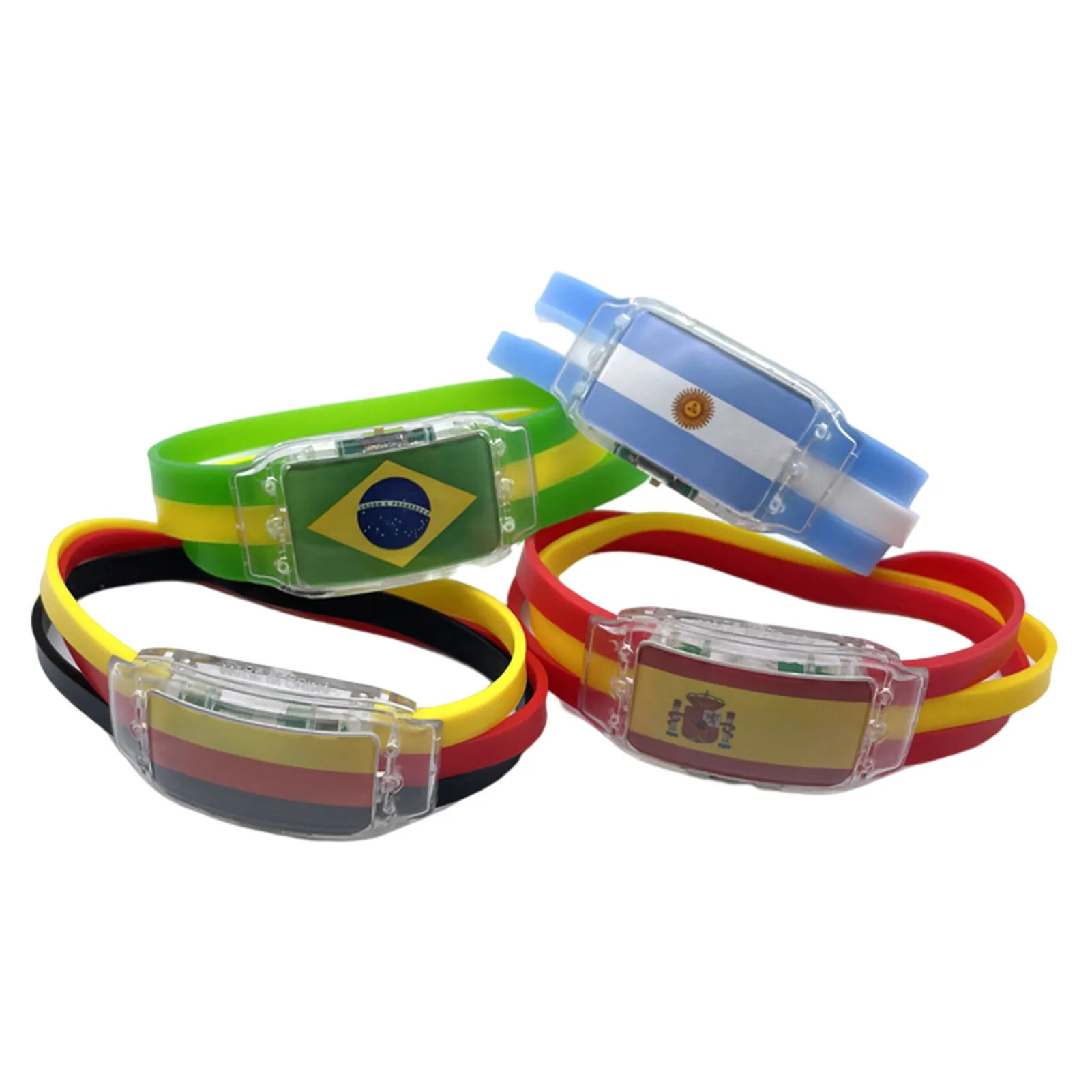 Waterproof National Flag Light Up Wristband Soccer Fan Game Supplies National Flag LED Lighted Silicone Bracelet