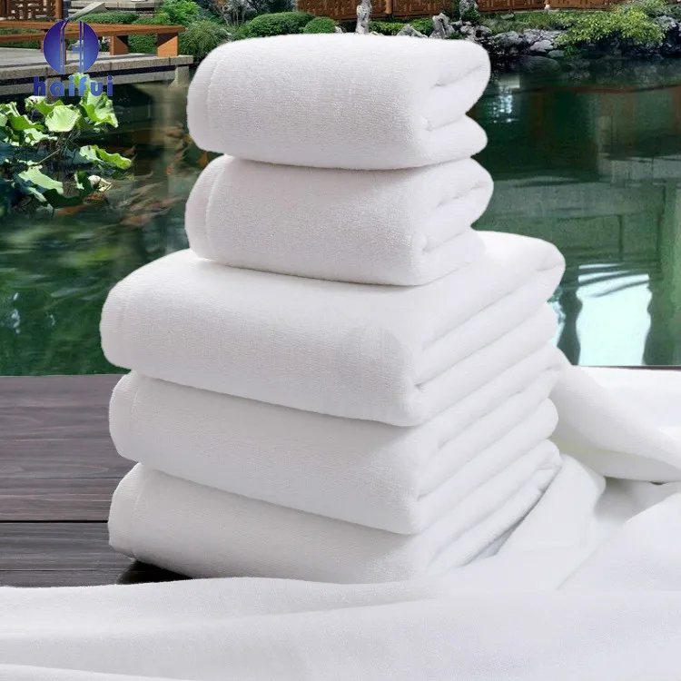 Manufacturer Customized Jacquard Logo White Hotel Spa Terry Face Hand Bath Towel Sets 100% Combed Cotton Bath Mat