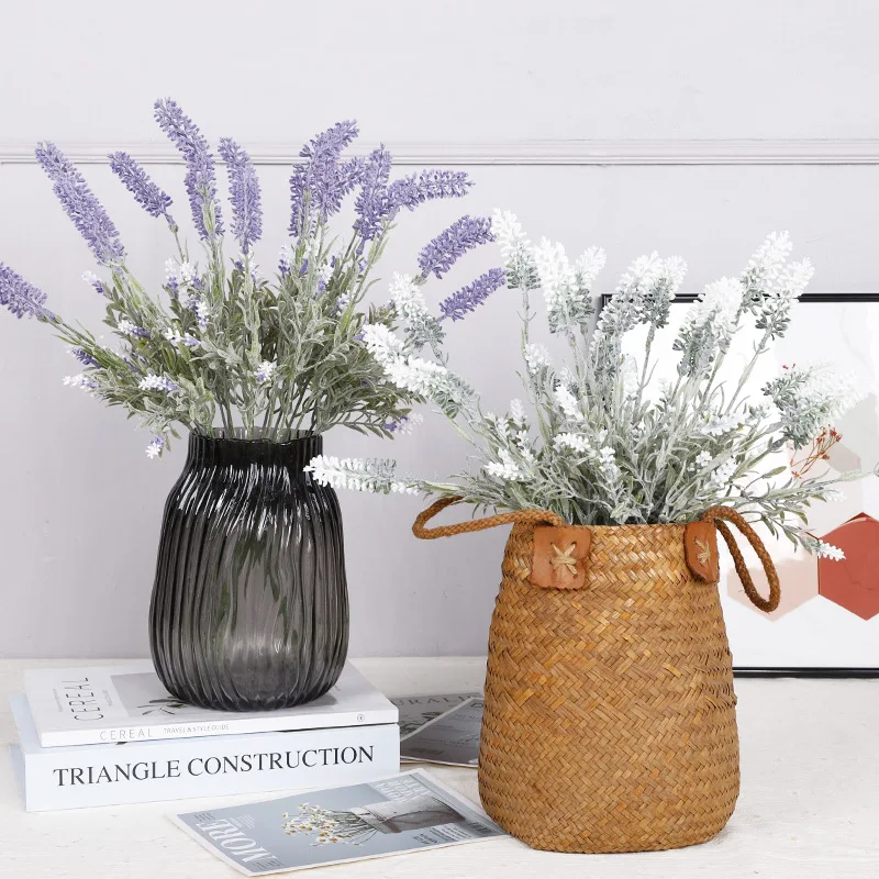 Hot Selling 7Heads Arrangement Decorative Artificial Plastic Lavender Flowers Purple