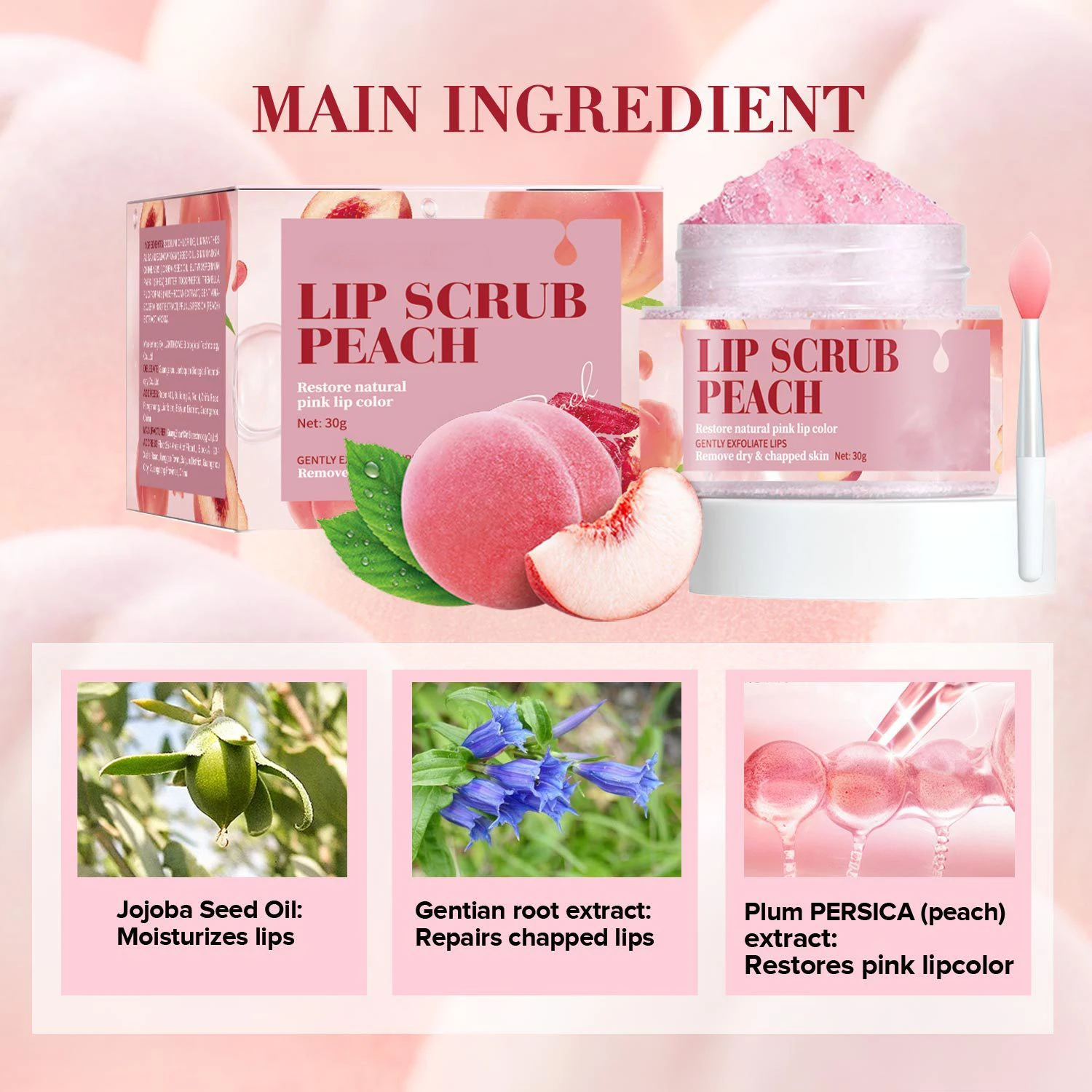 Private Label Lip Scrub Stick Wholesale Natural Ingredient Pink Cute Sugar Lip Scrub Container Custom Logo With Box Lip Scrub