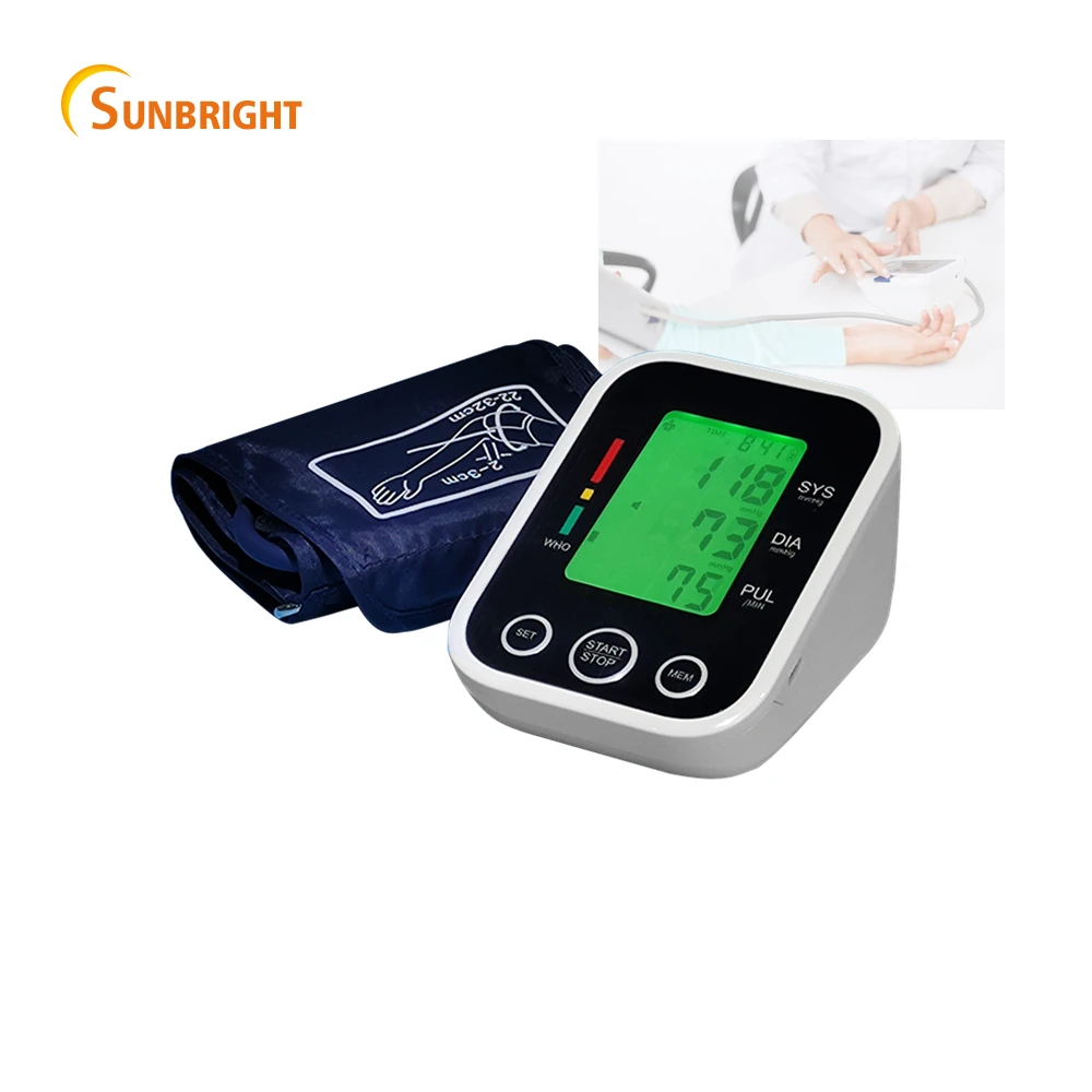 Ligh sound notice upper arm type Blood pressure record sphygmomanometer digital
