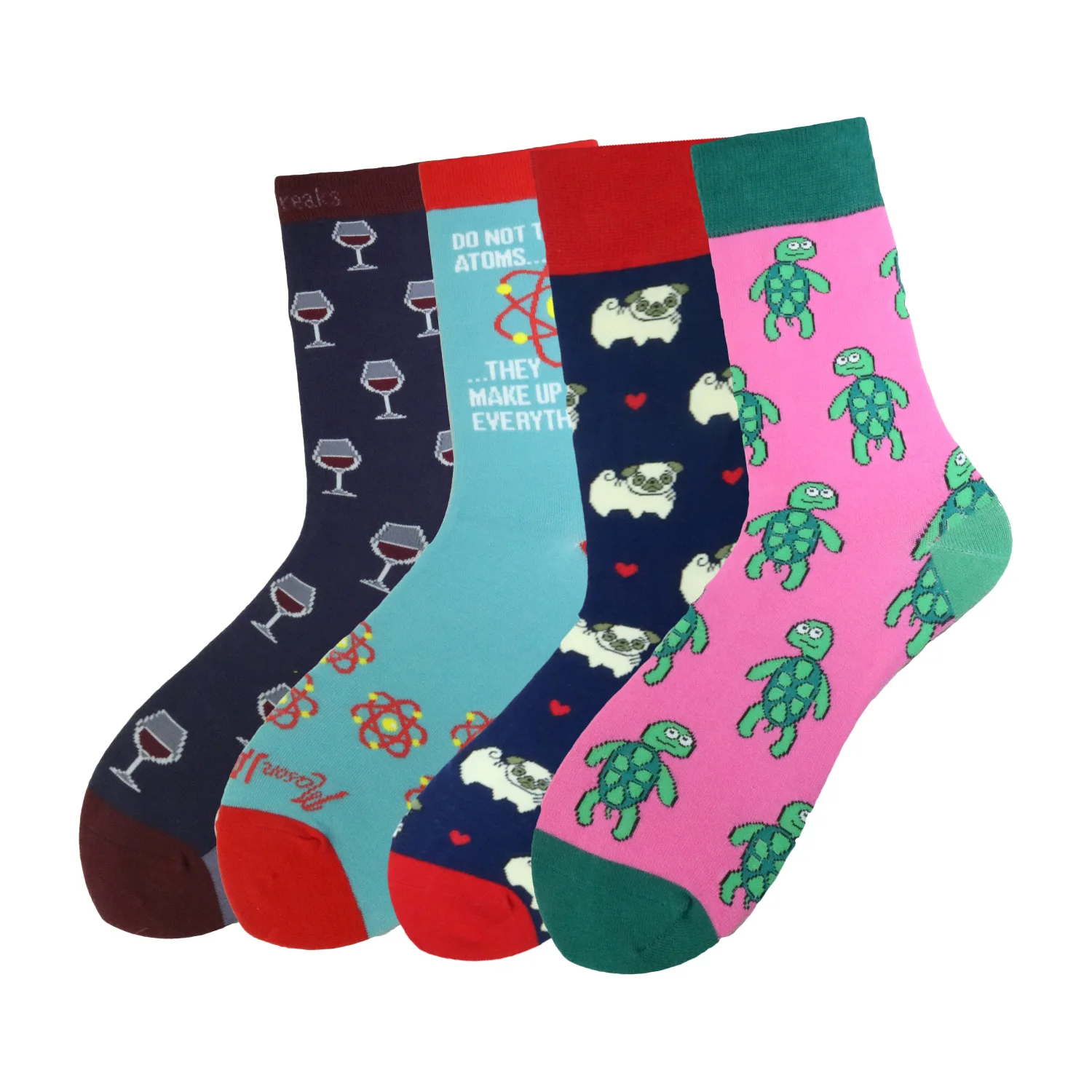 Wholesale Happy Socks Custom Logo Funny Socks Crew Jacquard sock with seamless toe