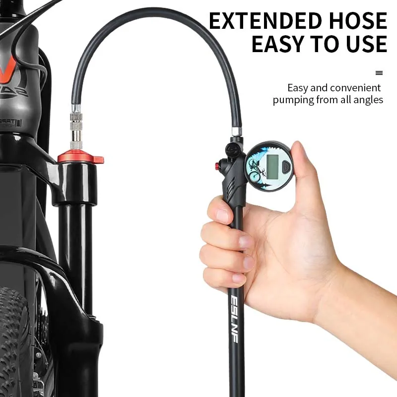 Portable Bicycle Fork Air Pump High Pressure 300PSI Cycle Air Suspension Fork Pump Portable Front Rear Fork Pump with Gauge