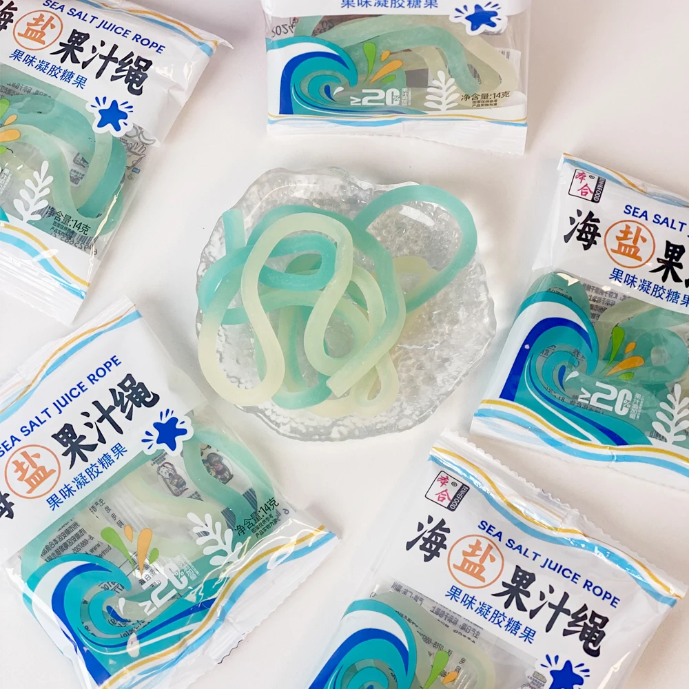 High quality Salted rope shape candy wholesale noodle gummy jelly