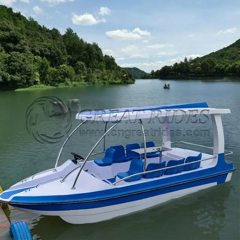 2023 New Design Fiberglass Water Boat Without Motor 8 Person Luxury Electric  Boat  For Sale