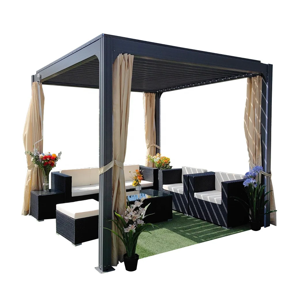 Auto Opening Louver Roof Motorized Sunshade 3x4m Garden Aluminium Gazebo Outdoor Pergola Factory Direct