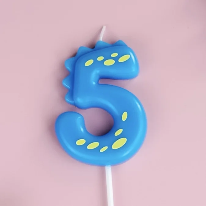 New creative Numbers 0-9 cakes decorated with colorful digital birthday candles colorful dinosaur birthday candle