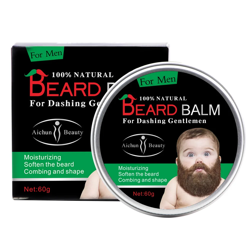 Aichun Beauty OEM 100% Natural Men`s Beard Cream Shaving Moistourizing Best Balm 60g For Men Care