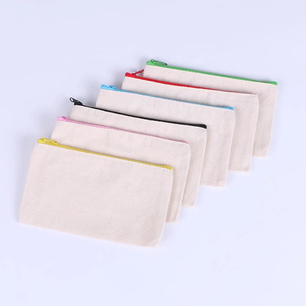 Multipurpose Cotton Canvas Pouch Bag Fashion Women Makeup Zipper Bag Pencil Case DIY Design Travel Storage Bags