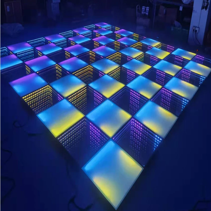 Wholesale Mirror 3D Infinity+Rainbow Matte Led Dance Floor Tile Panel DJ Disco Nightclub DMX 3D Tunnel RGB LED Light Dance Floor