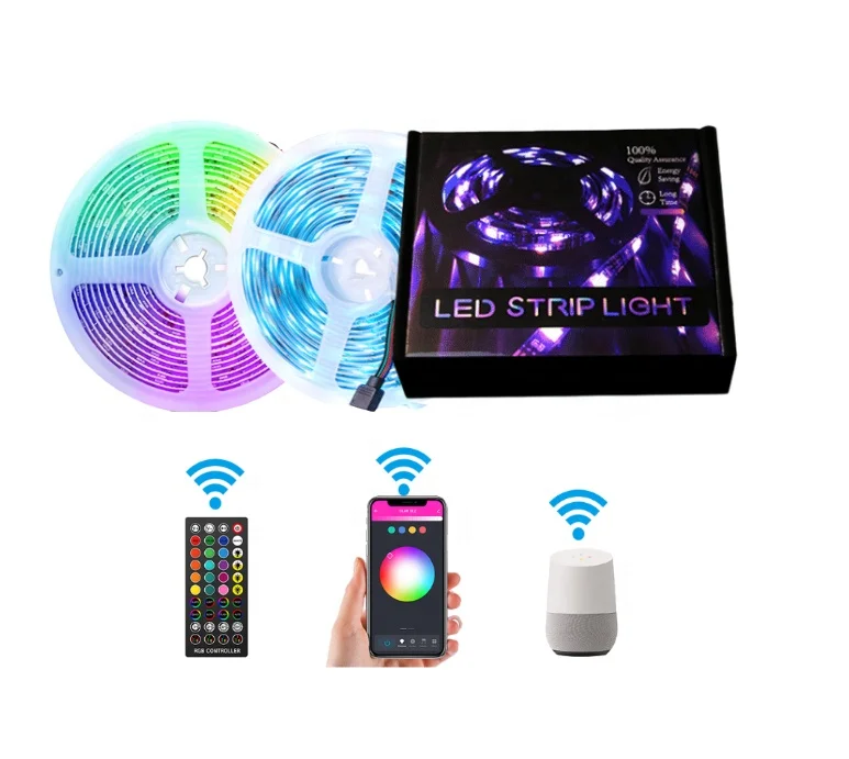 
16.4ft RGB Светодиодная лента 5050 Светодиодная лента, изменение цвета с пультом дистанционного управления для украшения дома 