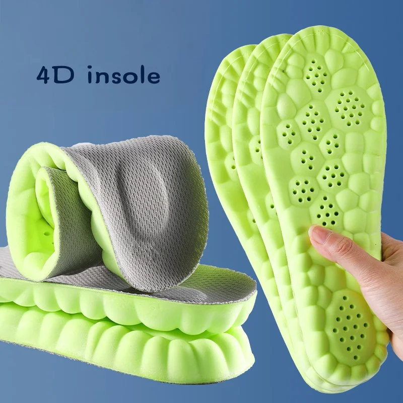 4D Sports Comfort Insoles with Arch Supports Warm PU and Memory Foam inside Position