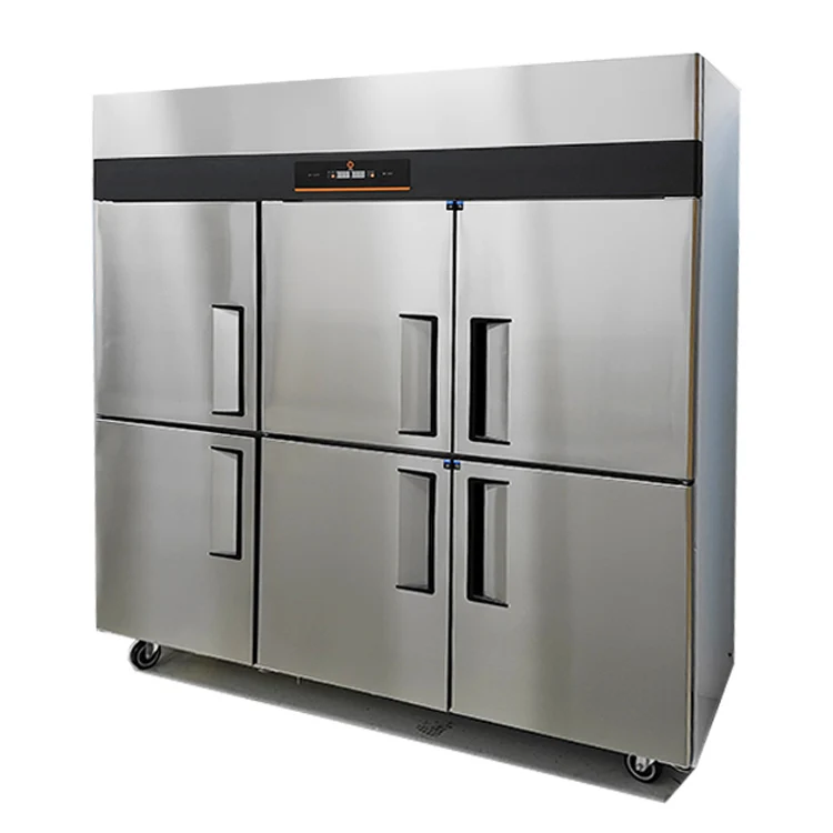 Kitchen Equipment Commercial 1280L Cooler Chiller Industrial 6 Door Freezer Stainless Steel Refrigerator for Restaurant Supplier