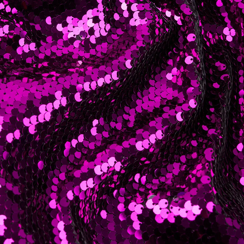 100% Polyester Mesh Fabric Matte Gold Sequin Embroidery 18mm Large Sequin Fabrics Home Decoration