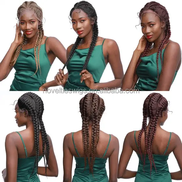 Full Lace Box Braided Wig Wholesale African Jumbo Micro Braided Lace Front Wig Vendors Cornrow Braided Wigs For Black Women