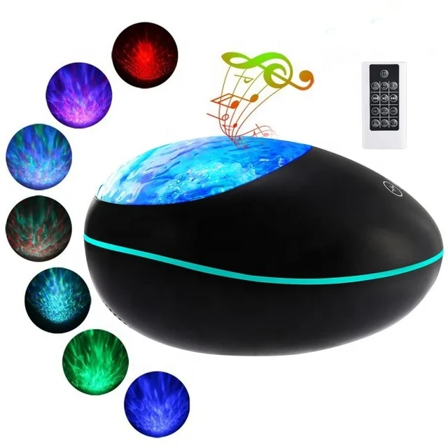 New Design Lucky Stone Shape USB LED Starry Night Light Ocean Wave Projector with  Remote Control