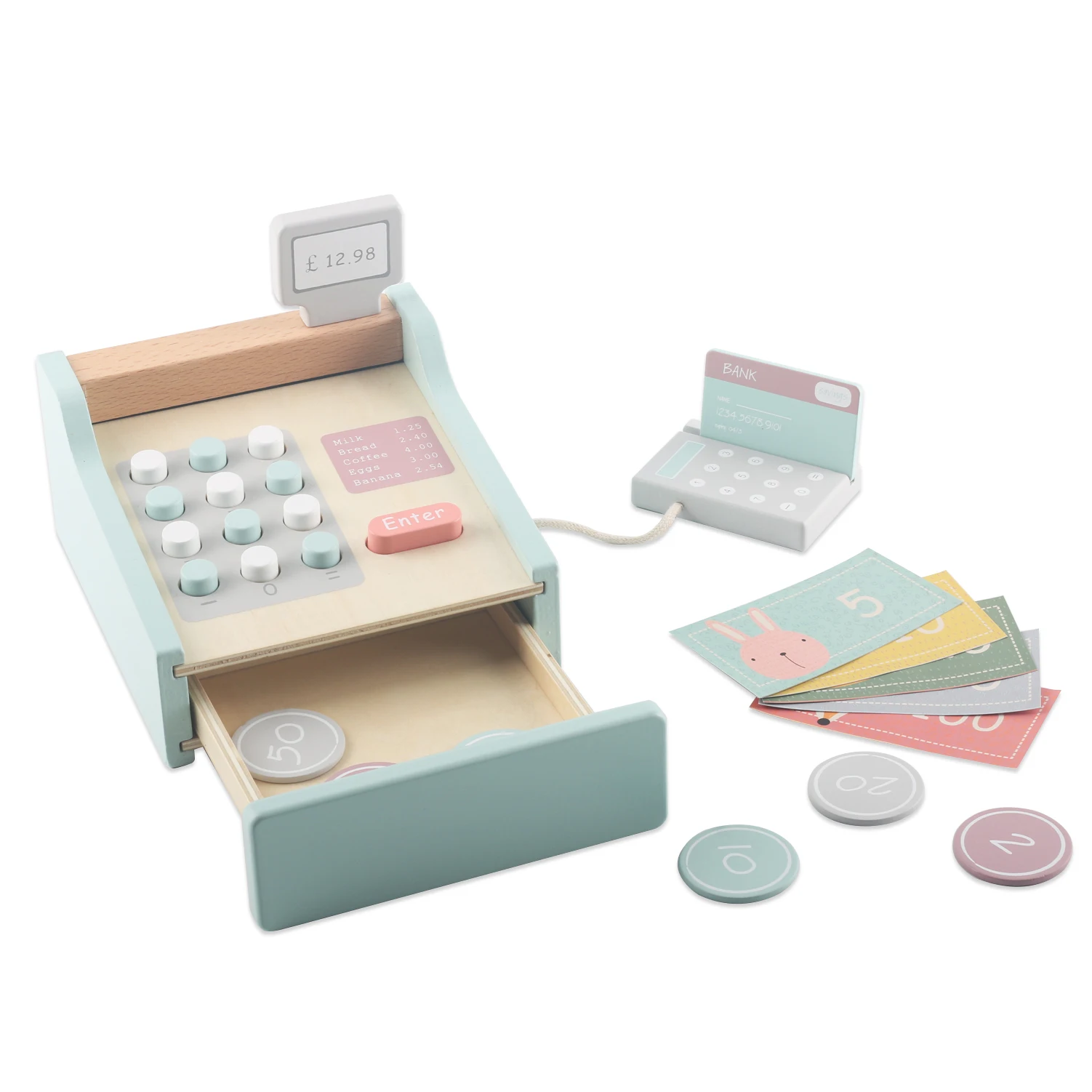 Wholesale Educational Wooden Pretend Cash Register Toy Shopping Shop Toddler Toys Early Educational Mini Cash Register Toy