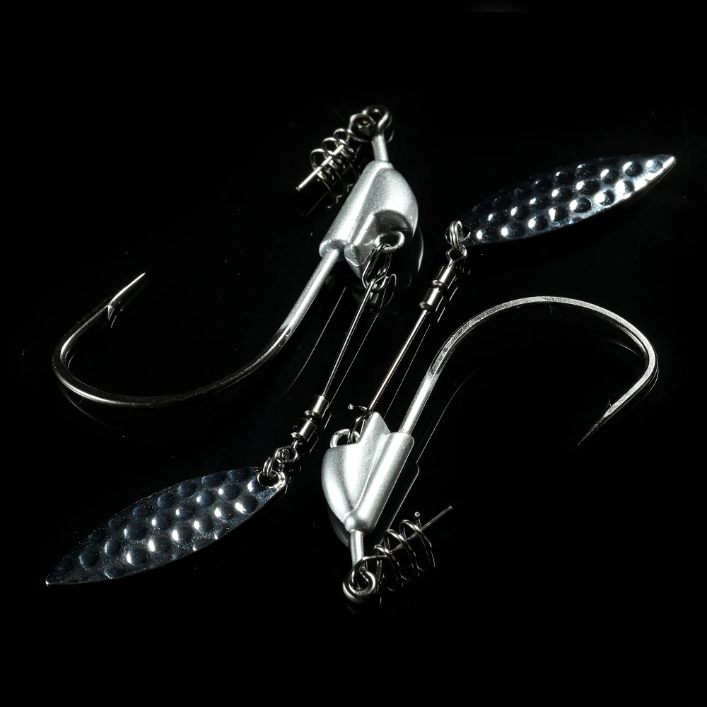 Spinpoler Brass Willow Spinner Fishing Hook Bladed Swim Hooks Jig Head Weighted Swimbait Hook Bass Trout Pike Fishing Tackle