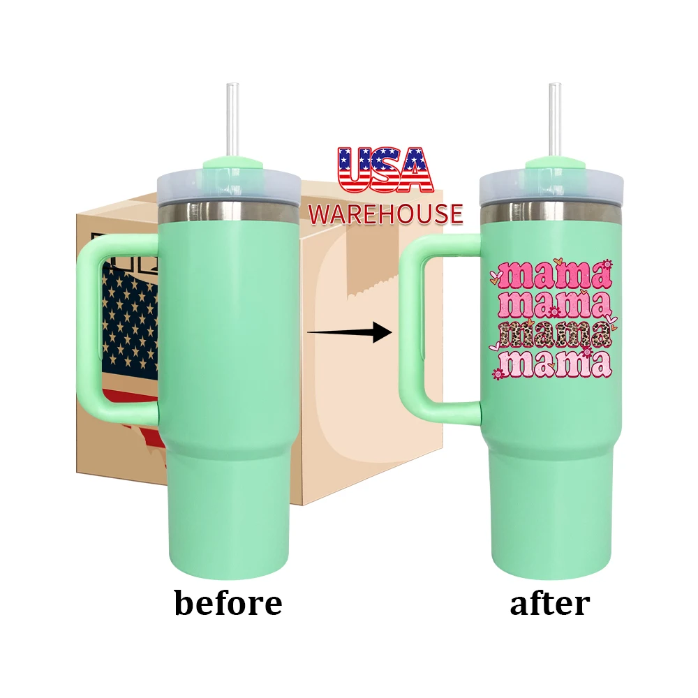 USA warehouse Customized UV 3D printing logo design  stainless steel 30oz tumbler mugs with lid and straw for sublimation