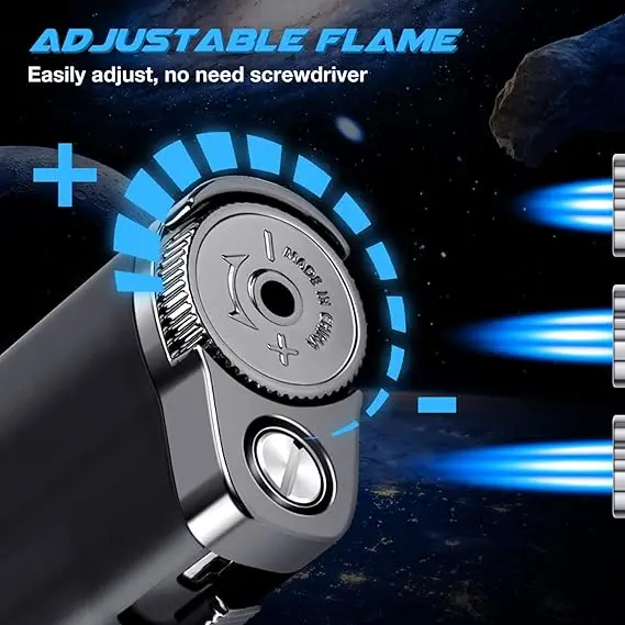 Adjustable Windproof Butane Torch Lighter for Camping and Candles - Butane Not Included