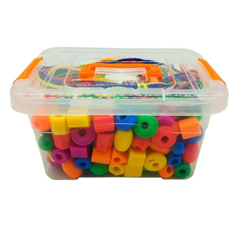 Small Lacing Beads for Kids Plastic Shapes Beads Colorful with Strings
