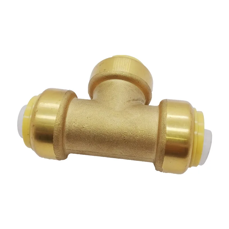 Green Valve Brass Equal Fast Installation 3-Way Push Fit Fitting Tee-valve  High Quality Pipe Fittings