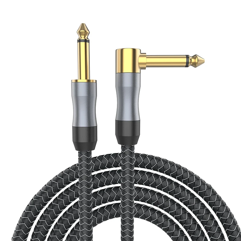 6.35mm Guitar instrument Cable 1/4' Jack 6.35mm TS OFC Audio Cable Foil Braided Shielded 2m 3m 5m 10m
