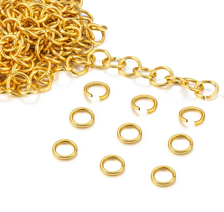 PVD Jewelry Findings 200pcs per bag stainless steel open loop ring DIY accessories gold plated jump ring