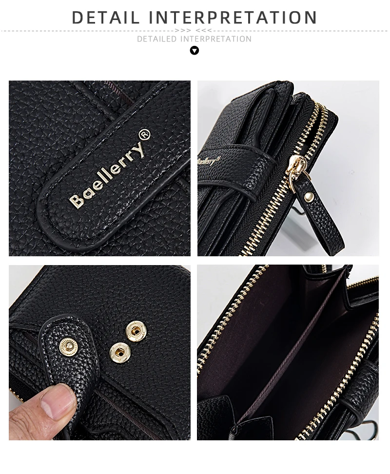 Baellerry Ladies Zipper Coin Purse Fashion designer card holder PU leather Fashion Ladies short Wallets
