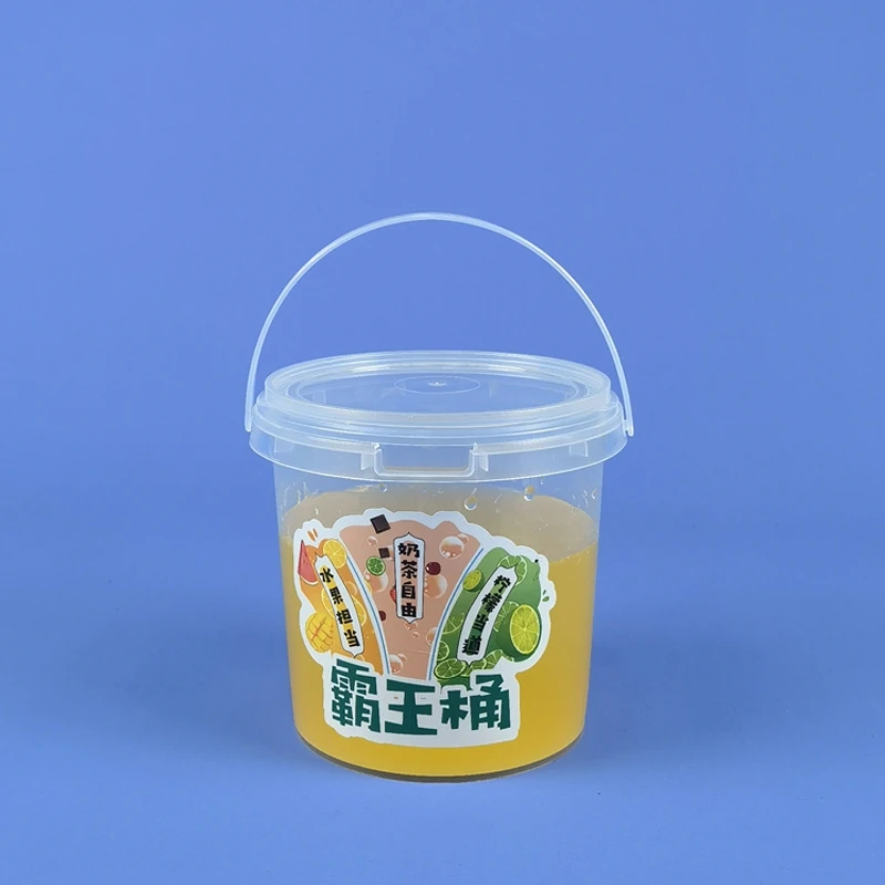 Factory Sale Takeaway Cup Clear 500/750/1000 ML Plastic Cup Disposable Pp Bucket  for Boba Milk Tea With Lid and Handle