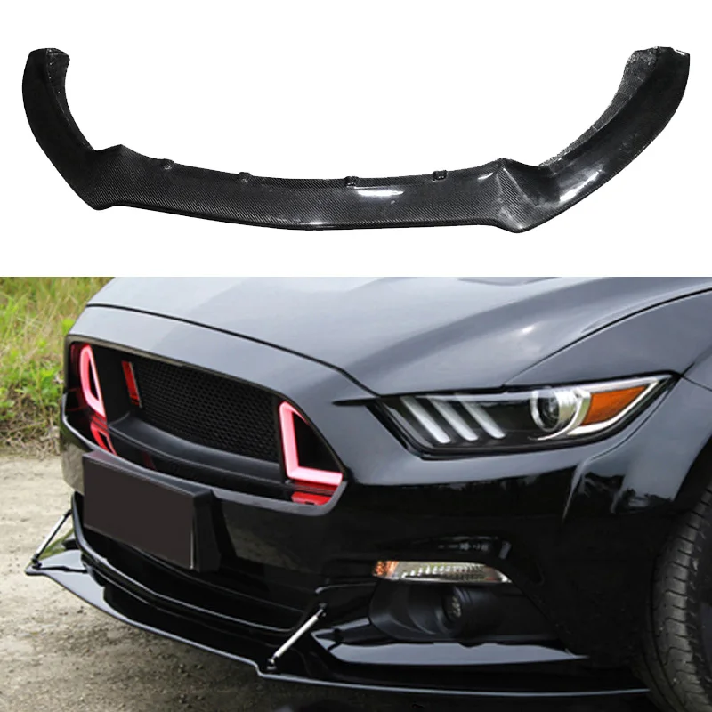 Auto Body System Body Kit Carbon Fiber Fibre Front Bumper Splitter Lip Spoiler For Ford Mustang Bodykit 2015-2017