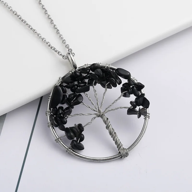 High quality natural stone pendant tree of life pendant necklace tree of life pendant necklace