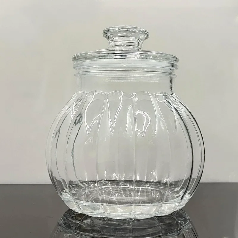 Pumpkin Shape Honey Jam Bottle Glass Jam Jar Food Storage Preserve Honey Glass Jar Fridge Air tight Glass Storage Jar